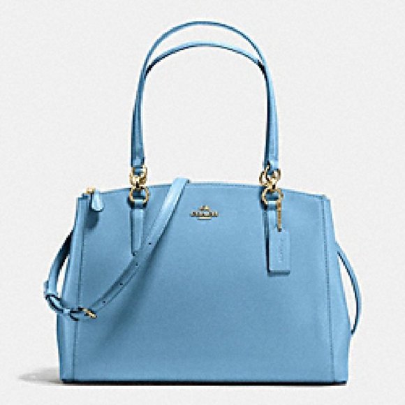 Coach Handbags - COACH Blue Leather Medium Christie Carryall Bag Purse Blue Jay